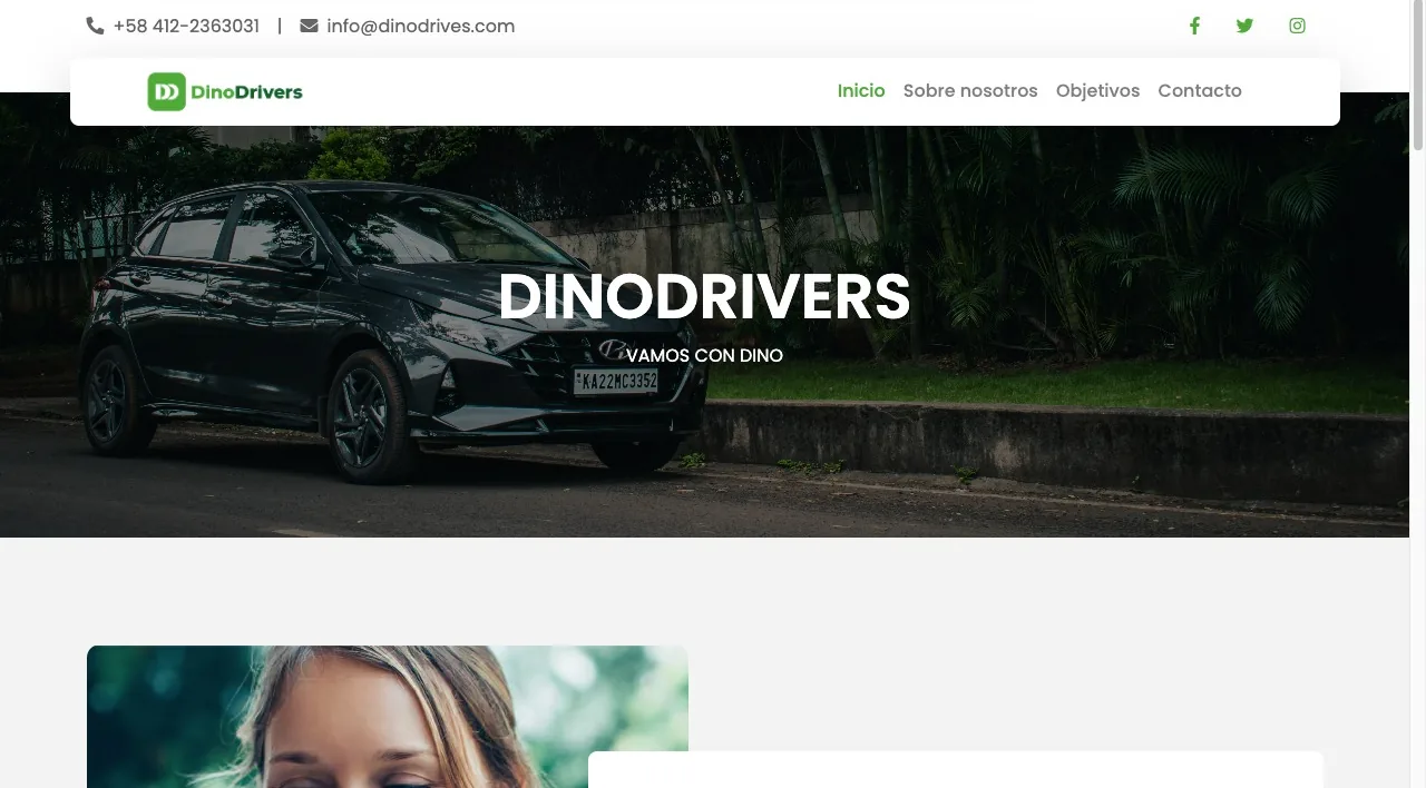 DinoDrivers: Landing de captación de conductores y pasajeros